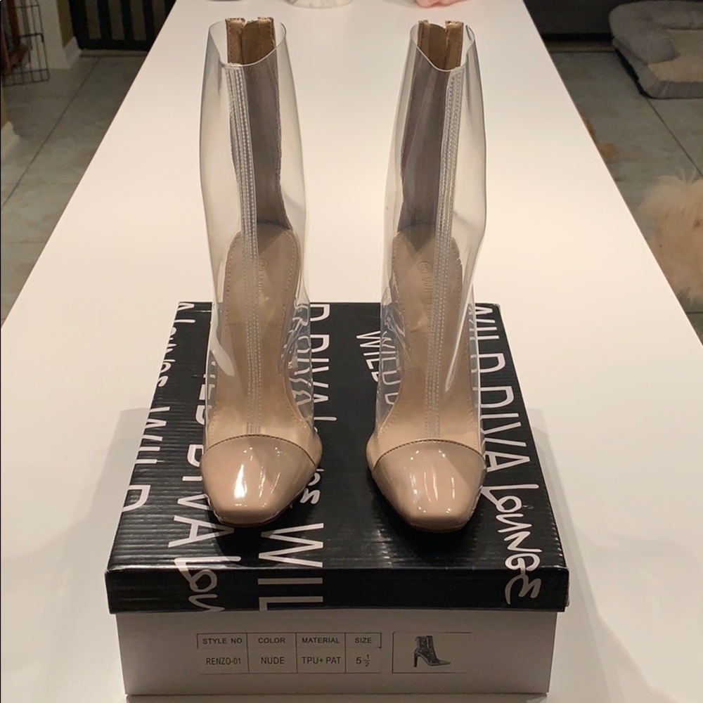 Wild Diva Renzo Nude Clear Transparent Heels